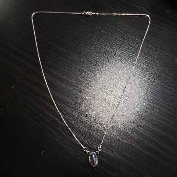 Vintage 925 silver necklace with a cabochon pendant in hematite and 925 silver. - Picture 4 of 6